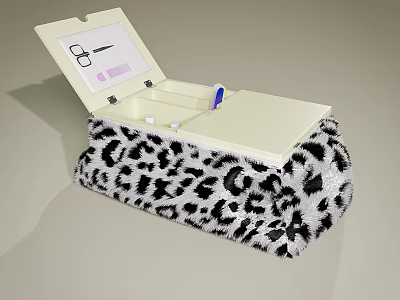 Stylish Perfume Cosmetics Storage in Leopard Print Open Case with White Interior 3d model