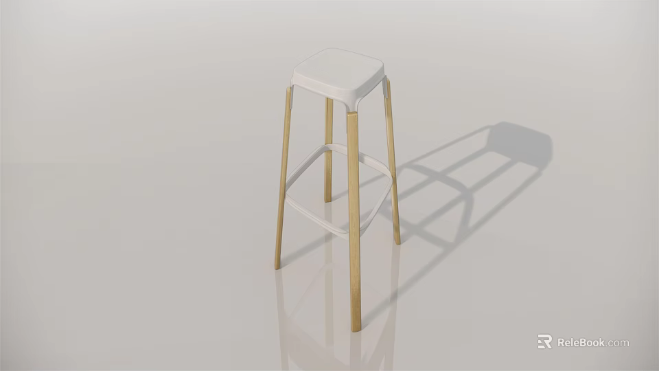 Modern White Bar Stool with Gold Metal Legs and Sleek Design for Kitchen Counter 3d model 