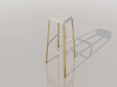 Modern White Bar Stool with Gold Metal Legs and Sleek Design for Kitchen Counter 3d model