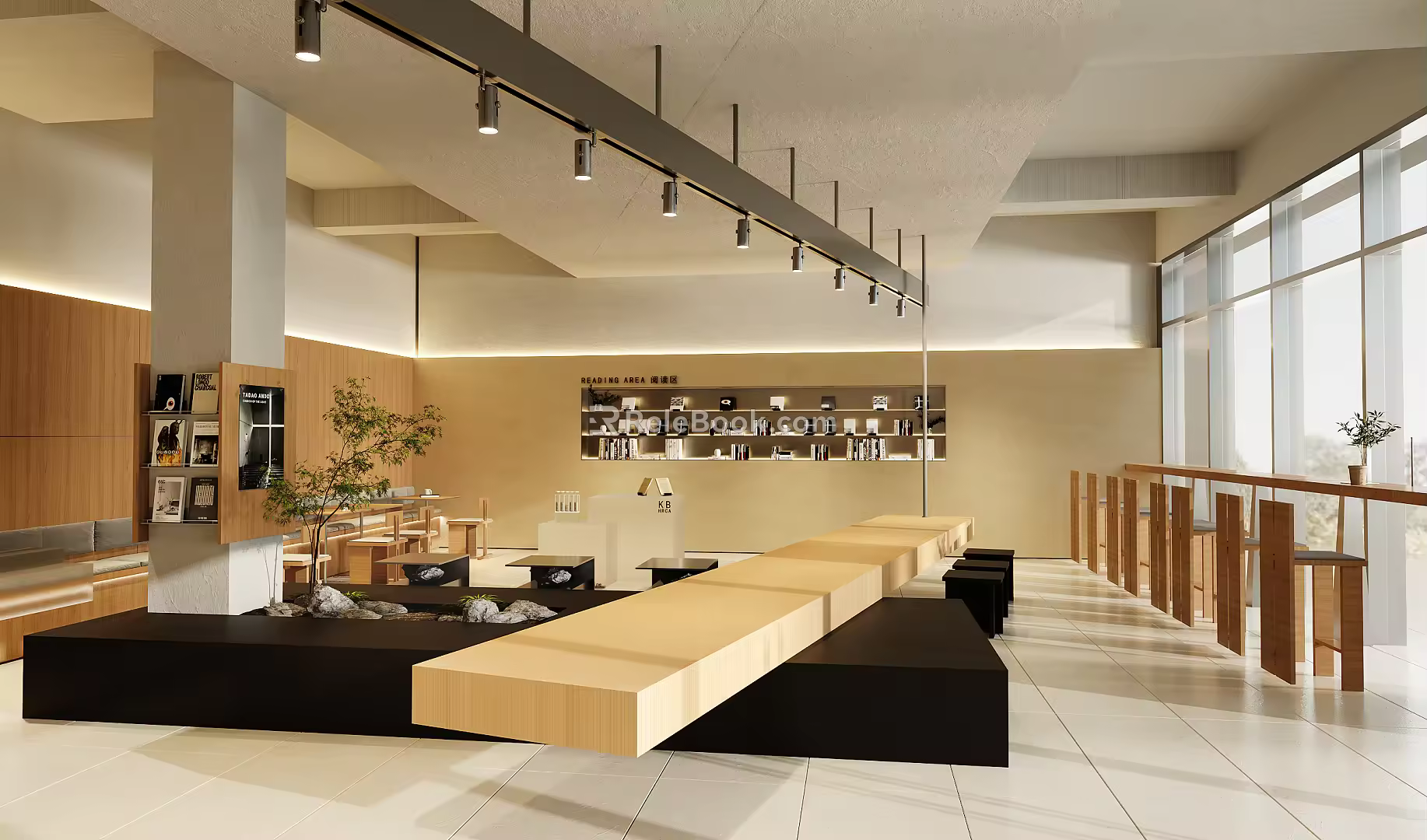 Modern Book Bar Coffee Book Shop 3d model