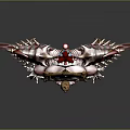 Fantasy Character Design With Red Black Armor Winged Jester Elements And Detailed Decorations