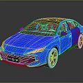 Modern Blue Sleek Sedan With Aerodynamic Body Sunroof And Stylish Wheels