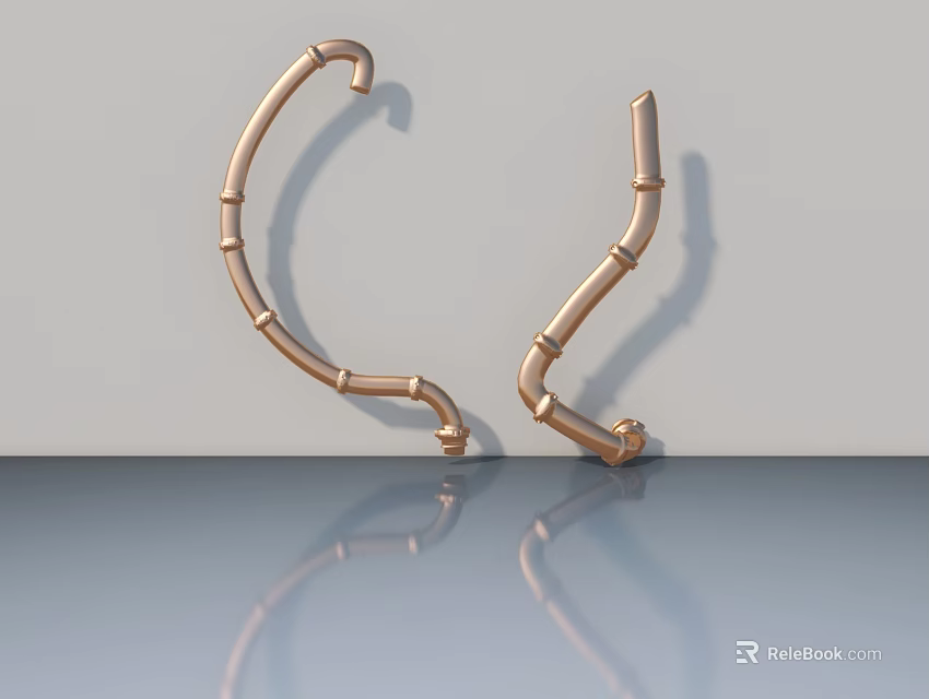 Modern Copper Hinged Door Design With Sleek Metallic Structure And Reflection 3d model