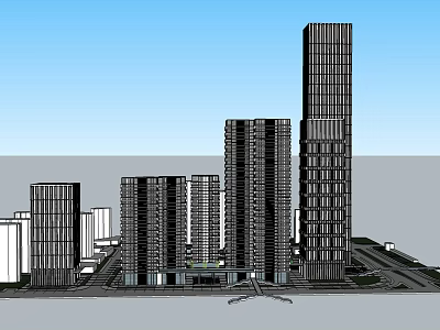 Modern Office Building Super High-rise Complex Residential 3d model