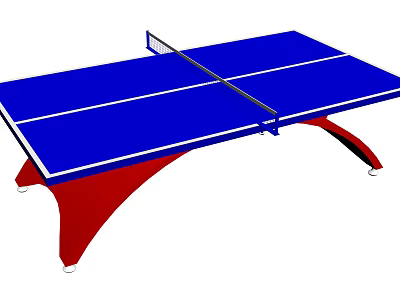 Professional Ping Pong Table With Blue Tabletop Red Frame And Central Net For Sports Training 3d model