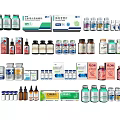 Assorted Medical Devices Including Bottles Tablets Injections And Packaged Products