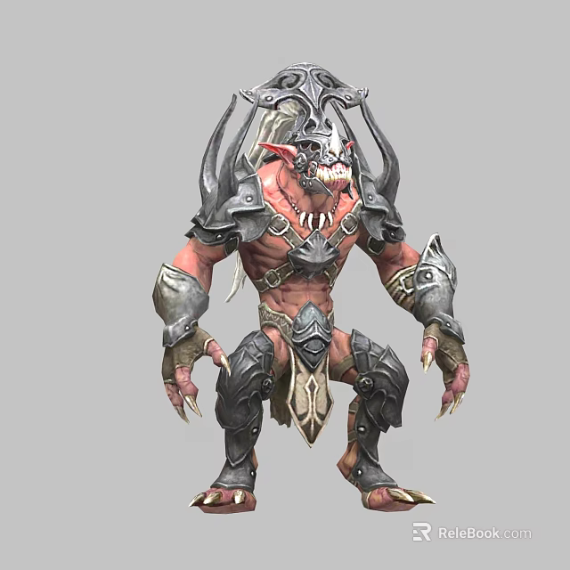 Game Movie Monster Character With Muscular Body Metal Armor And Sharp Claws 3d model 
