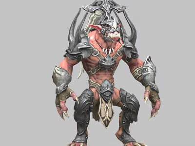 Game Movie Monster Character With Muscular Body Metal Armor And Sharp Claws 3d model