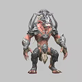 Game Movie Monster Character With Muscular Body Metal Armor And Sharp Claws