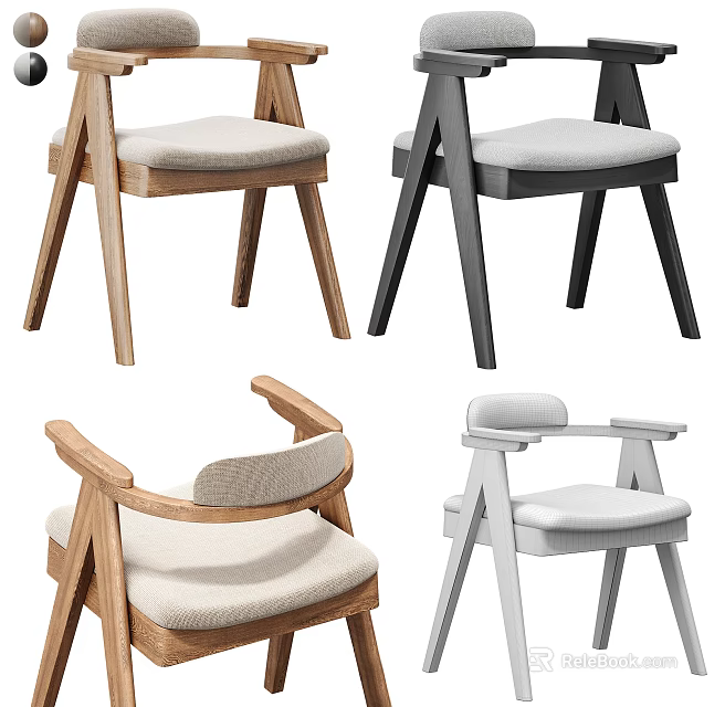 Modern Leisure Chairs With Wooden Frame And Soft Fabric Cushion For Comfortable Seating 3d model 
