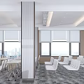 Modern Conference Room Interior With Large Screen People Shaking Hands White Chairs And Wooden Walls