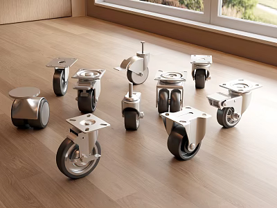 Various Metal Casters With Different Sizes And Wheel Types For Furniture Use 3d model