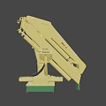 Yellow Mechanical Arm For Utility Vehicle With Hydraulic System And Green Base