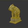 Ancient Style Stone Elephant Statue Standing On Square Pedestal With Carved Details