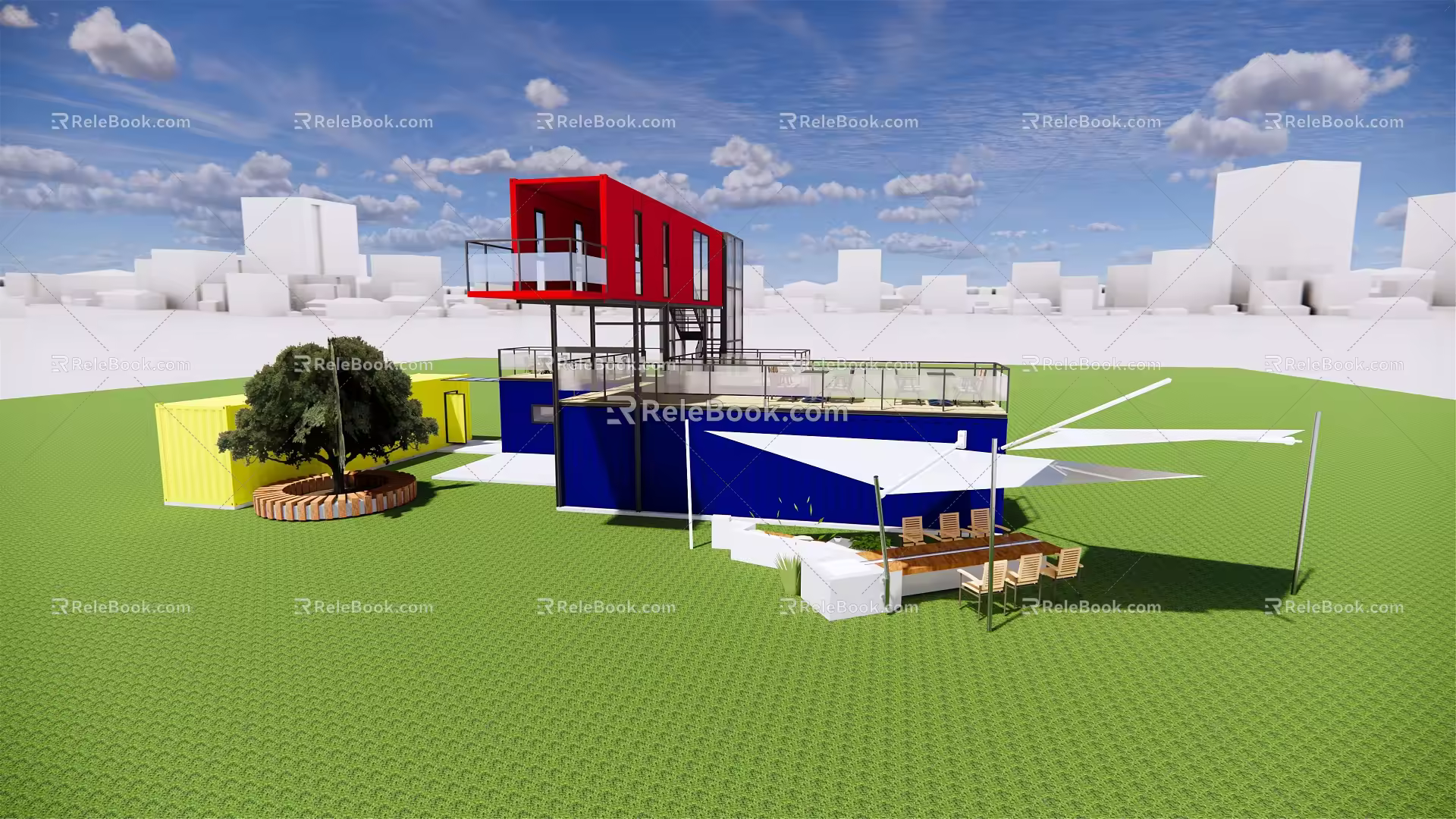 Modern Container Commercial Building Office Complex 3d model