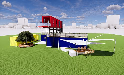 Modern Container Commercial Building Office Complex 3d model