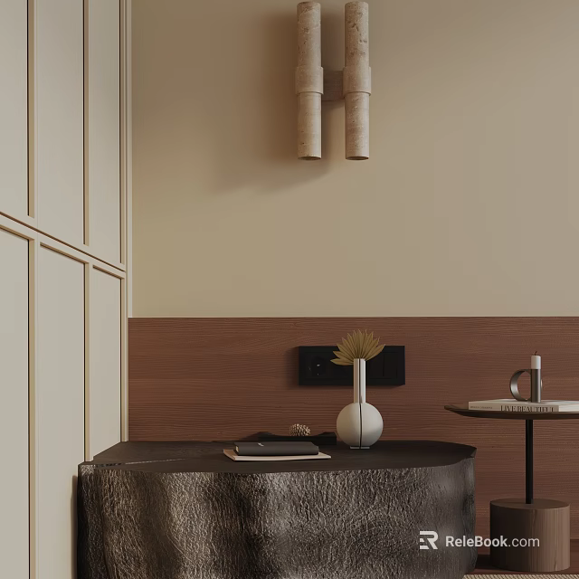 Modern Luxury Living Room Sofa Coffee Table Combination With Metal Texture Vase And Decorative Painting 3d model 