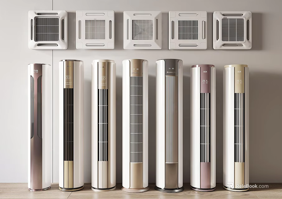 Air Conditioner Fans Wall Mounted And Tower Types Multiple Colors Modern Design 3d model 