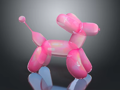 Cute Pink Shiny Balloon Dog Decorative Toy For Home Daily Life Supplies 3d model