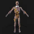 Game And Movie Character Skeleton With Decayed Body And Yellow Growths Horror Style