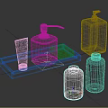 Bathroom Skincare Products With Dispensers Bottles Cream Tubes And Wooden Tray