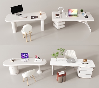 Desk Writing Desk Laptop Book Combination 3d model