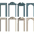 Blue and Beige Door Arches with Various Decorative Design Styles 3d model