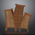 Orange Wooden Furniture Set With Two Cabinets And Curved Chest Of Drawers