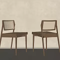 Minimalist Wooden Dining Chairs With Woven Back And Seat In Light Wall Room