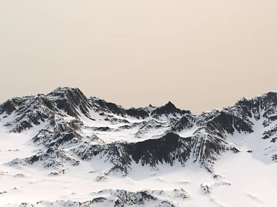 Majestic Snow Covered Mountain Terrain With Rocky Peaks And White Snow 3d model