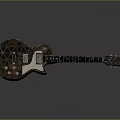 Electric Guitar With Unique Geometric Pattern Body Dark Wooden Neck And Exquisite Design