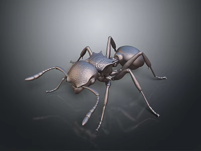 Realistic Shiny Metallic Ant 3D Rendered With Detailed Texture On Dark Background 3d model