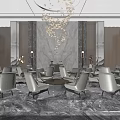 Luxurious Modern Hotel Lobby Interior Design With Marble Floor Large Chandelier Sofa Seats And Columns