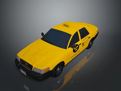 Yellow Classic Taxi Car With TAXI Roof Sign And Side Logo Design 3d model