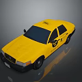 Yellow Classic Taxi Car With TAXI Roof Sign And Side Logo Design