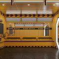 Vibrant Playground With Colorful Bomb Game And Bright Yellow Black Striped Design