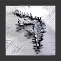 Garden Landscape Design On White Paper With Black Mountain Pattern Curled Edges And Dark Background