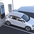 Electric Vehicle Charging Station With Canopy Structures Parked SUV Sedan And Charging Ports