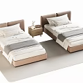 Modern single bed bedside table 3d model