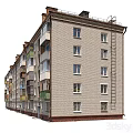 Multi Storey Residential Building Exterior Design With Colorful Balconies Multiple Windows And Chimneys