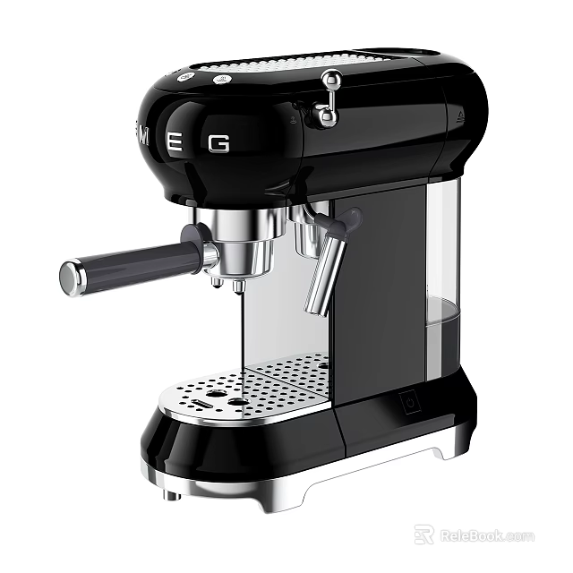Black Modern Design Kitchen Appliance Coffee Machine With Stainless Steel Accents 3d model 