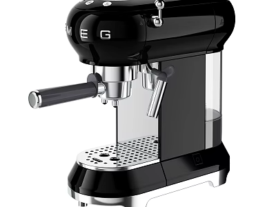 Black Modern Design Kitchen Appliance Coffee Machine With Stainless Steel Accents 3d model