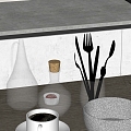 Modern ornaments combination water cup tableware kitchen utensils coffee 3d model