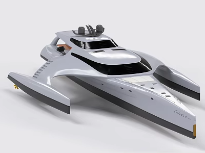 Modern Silver Gray Yacht With Sleek Exterior Futuristic Cockpit And Top Equipment 3d model