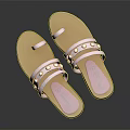 Elegant Pink Strap Sandals With Pearl Decorations And Golden Soles For Women