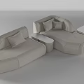 Modern White Fabric Sectional Sofa With Matching Side Tables And Decorative Pillows