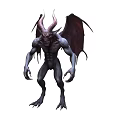 Mythical Demon Creature With Large Horns Bat Like Wings And Muscular Dark Body