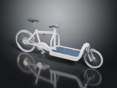 Modern Two Person Tandem Bicycle With White Sleek Design And Footrest Area 3d model