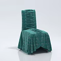 Green Leisure Chair with Vertical Striped Backrest and Ornate Patterned Flowing Skirt Design