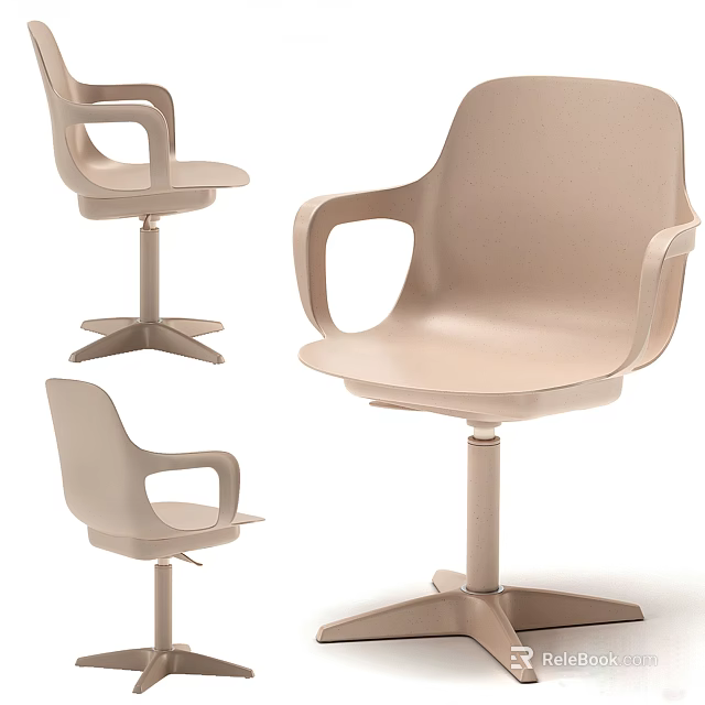 Modern Beige Office Chair With Sleek Armrests Swivel Base And Plastic Construction 3d model 